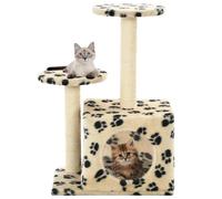 vidaXL Cat Tree with Sisal Scratching Posts 60 cm Beige Paw Prints, Cream