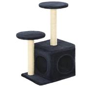 vidaXL Cat Tree with Sisal Scratching Posts - 60 cm Dark Blue, Plush Fabric Relaxing House, Play Centre for Kittens