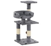 vidaXL Cat Tree with Sisal Scratching Posts 65cm Paw Prints Grey Play Tower