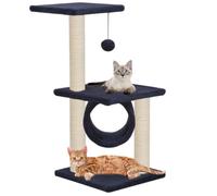 vidaXL Cat Tree with Sisal Scratching Posts 65cm Dark Blue Kitten Play Centre
