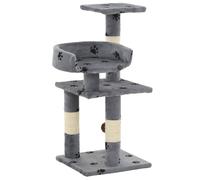 vidaXL Cat Tree with Sisal Scratching Posts 65cm Paw Prints Grey Play Tower