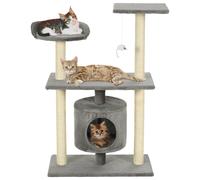 vidaXL Cat Tree with Sisal Scratching Posts 95cm Grey Kitten Playhouse Tower