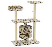 vidaXL Cat Tree with Sisal Scratching Posts 95cm Beige Paw Prints Playhouse