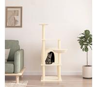 vidaXL Cat Tree with Sisal Scratching Posts Cream 132 cm