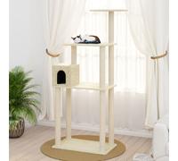 vidaXL Cat Tree with Sisal Scratching Posts Cream 147 cm Cat Play Tower Toy