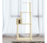 vidaXL Cat Tree with Sisal Scratching Posts Cream 147 cm 01 UK HOT