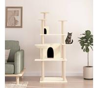 vidaXL Cat Tree w/ Sisal Scratching Posts Cream 166cm, Cream