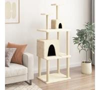 vidaXL Cat Tree with Sisal Scratching Posts Cream 167 cm, Cream