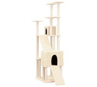 vidaXL Cat Tree with Sisal Scratching Posts Cream 190 cm Cat Scratch Tower