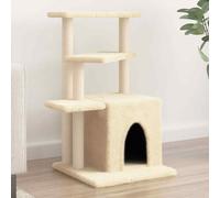 (cream) vidaXL Cat Tree with Sisal Scratching Posts Cat Tower Pet Cat Climbing Tree