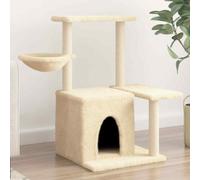 (cream) vidaXL Cat Tree with Sisal Scratching Posts Cat Tower Pet Cat Climbing Tree