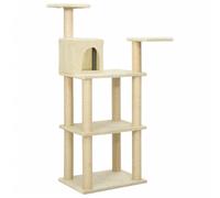 vidaXL Cat Tree w/ Sisal Scratching Posts Cream 119cm, Cream