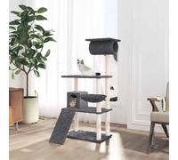 (Dark grey) vidaXL Cat Tree with Sisal Scratching Posts 131 cm Cat Climber Multi Colours
