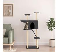 (dark grey) vidaXL Cat Tree with Sisal Scratching Posts Cat Scratch Tower Cat Climber