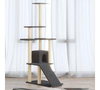 Cat Tree Tower 155cm Dark Grey Plush & Sisal Scratching Post, Wood Plush Houses