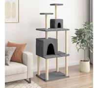 vidaXL Cat Tree with Sisal Scratching Posts Dark Grey 167 cm, Grey