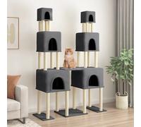 vidaXL Cat Tree w/ Sisal Scratching Posts Dark Grey 199cm, Grey