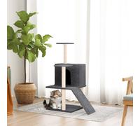 vidaXL Cat Tree Dark Grey - Multi-Level Play and Rest Area with Sisal Scratching Posts, Comfy Plush Hammock, Ladder, and Platforms