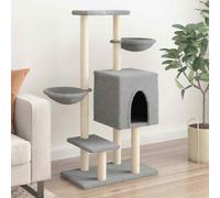 vidaXL Cat Tree with Sisal Scratching Posts Light Grey 117 cm UK