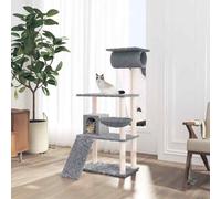 vidaXL Cat Tree with Sisal Scratching Posts Light Grey 131 cm UK