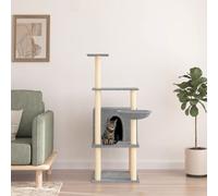 vidaXL Cat Tree with Sisal Scratching Posts Light Grey 132 cm