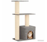 vidaXL Cat Tree with Sisal Scratching Posts Light Grey 133 cm
