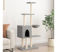 vidaXL Cat Tree with Sisal Scratching Posts Light Grey 145 cm