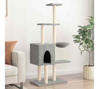 vidaXL Cat Tree with Sisal Scratching Posts Light Grey 145 cm UK