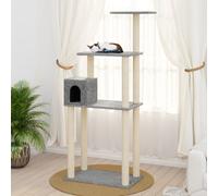 vidaXL Cat Tree with Sisal Scratching Posts Light Grey 147 cm Cat Play Tower