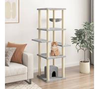 vidaXL Cat Tree with Sisal Scratching Posts Light Grey 154 cm, Grey