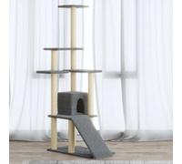 vidaXL Cat Tree with Sisal Scratching Posts Light Grey 155 cm, Grey