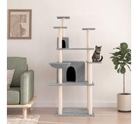 vidaXL Cat Tree with Sisal Scratching Posts Light Grey 166 cm