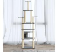 Cat Tree with Sisal Scratching Posts 183cm Cat Play Tower Multi Colours vidaXL