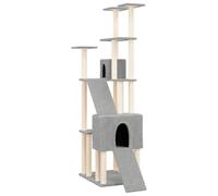 vidaXL Cat Tree with Sisal Scratching Posts Light Grey 190 cm Cat Climber