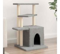vidaXL Cat Tree with Sisal Scratching Posts Light Grey 83.5 cm UK