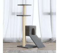 vidaXL Cat Tree with Sisal Scratching Posts Light Grey 92 cm UK HOT