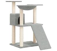 vidaXL Cat Tree with Sisal Scratching Posts Light Grey - Multi-Level Cat Tower with House, Ladder & Plush Hammocks - Ideal for Climbing, Scratching & Relaxing for Your Feline Friends