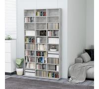 vidaXL Concrete Grey Engineered Wood CD Cabinet - Spacious Storage Shelf with 30 Compartments - Versatile Bookshelf/Cupboard for Office, Bedroom, Study