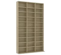 vidaXL CD Cabinet - Engineered Wood CD Storage Unit with 30 Open Compartments, Sonoma Oak