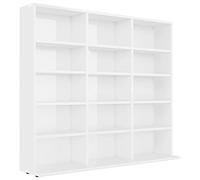 vidaXL CD Cabinet Living Room Furniture CD Shelf CD Storage Cabinet Bookshelf Bookcase Office Cabinet High Gloss White 102x23x89.5cm Chipboard
