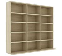 vidaXL Engineered Wood CD Cabinet - Versatile Storage Unit with 15 Compartments - Multipurpose Shelf for Office, Living Room, Bedroom - Scandinavian Design - Sonoma Oak Brown