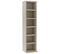 vidaXL Engineered Wood CD Cabinet - Brown Sonoma Oak Finish - Versatile Storage Organiser with 6 Open Compartments - For Living Room, Office or Bedroom