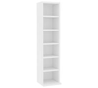 vidaXL CD Cabinet - Space-Saving CD Storage Organizer - 6 Compartment White Engineered Wood Shelf for Office, Living Room, Bedroom