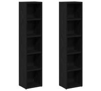 vidaXL CD Cabinets 2 pcs Black Oak 21x16x93.5 cm Engineered Wood