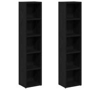 vidaXL CD Cabinets 2 pcs Black Oak 21x16x93.5 cm Engineered Wood, cd storage unit, cd storage cabinet, cd cupboard, shelf cabinet