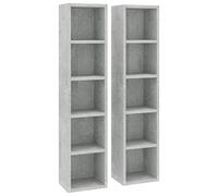 vidaXL CD Cabinets 2 pcs Concrete Grey 21x16x93.5 cm Engineered Wood, Grey