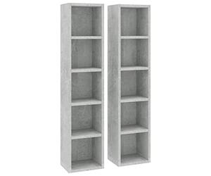 vidaXL CD Cabinets 2 pcs Concrete Grey 21x16x93.5 cm Engineered Wood