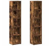 vidaXL 2x Smoked Oak CD Cabinets, Engineered Wood Storage Units with Ample Compartments for CDs, DVDs, Blu-rays, Ideal for Living Room, Bedroom, Office - Modern Design, Brown