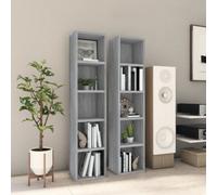 vidaXL CD Cabinets 2 pcs Grey Sonoma 21x16x93.5 cm Engineered Wood
