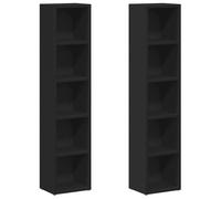 vidaXL CD Cabinets Display Shelf Cupboard Bookcase 2 pcs Black Engineered Wood
